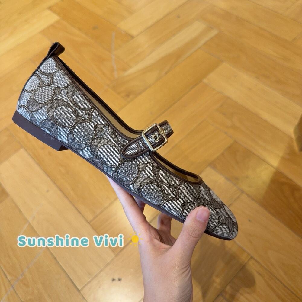 NEW Coach C Rivet Mary Jane In Signature Jacquard Oak/Maple CAP82 us 6.5 - Picture 2 of 12